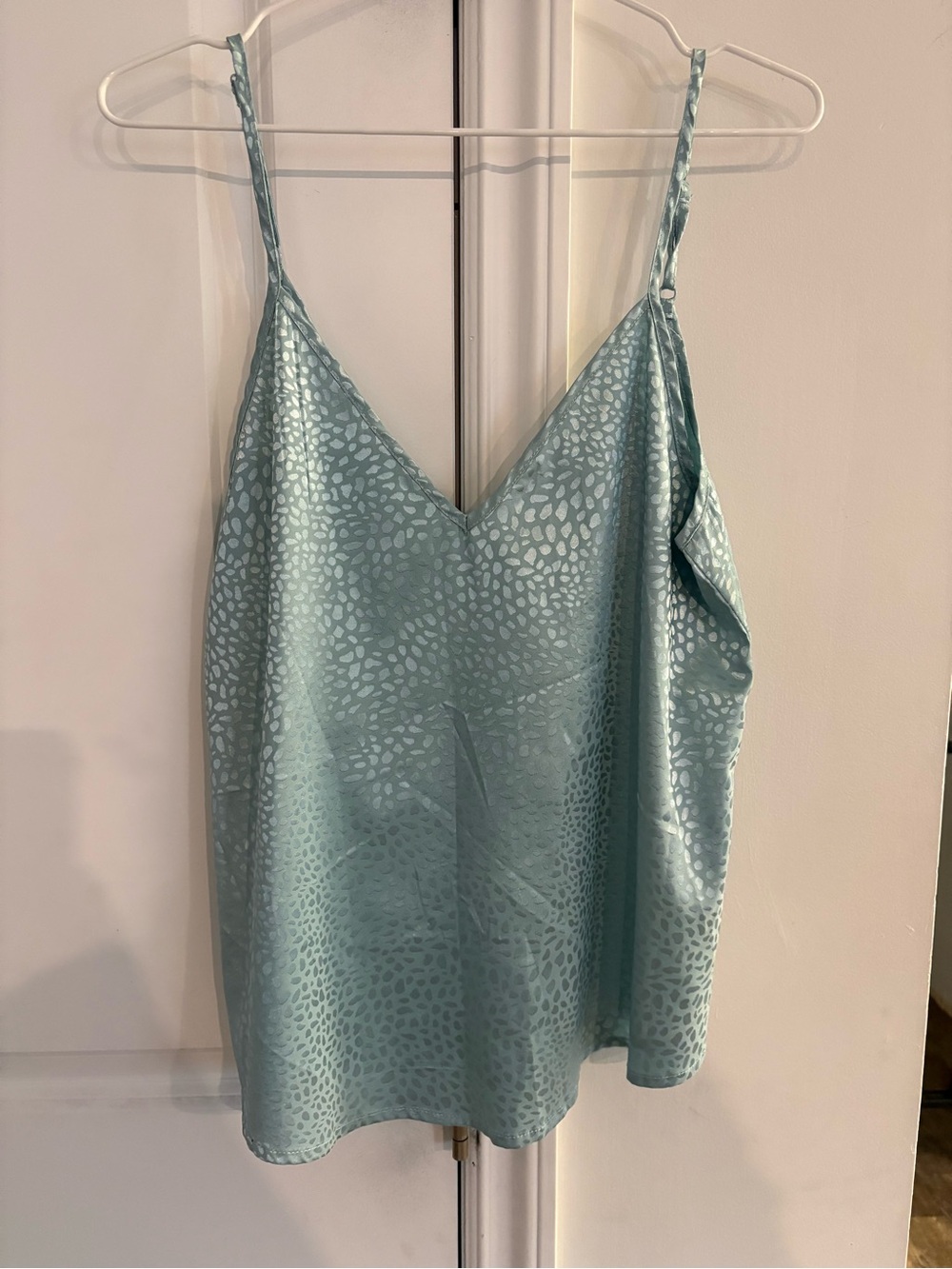 SHEIN Light Blue Satin Leopard-Print Cami Tank